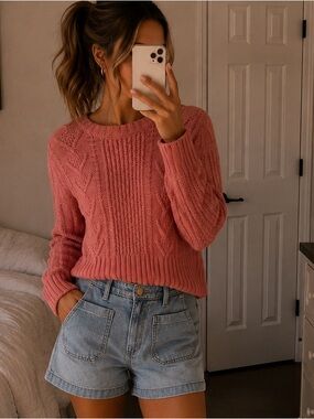 Vintage Gap Cozy Cable Knit Pullover Sweater - peach classic sweater medium